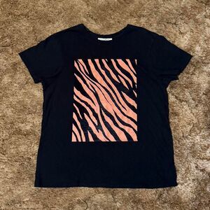 Tiger Stripe Pattern T-Shirt Tee Black Small